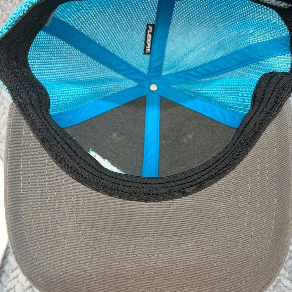 Richardson 110 Flexfit Trucker Hat Gray Turquoise Norris Est 2007 LG/XL Cap